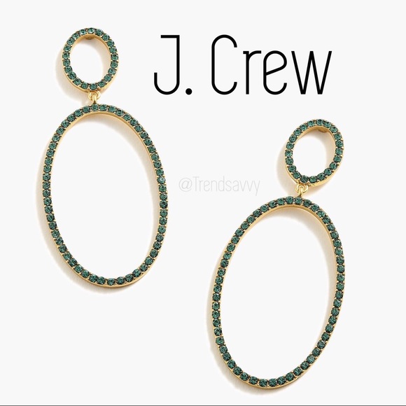 J. Crew Jewelry - NWT J. CREW PAVÉ DOUBLE OVAL EARRINGS